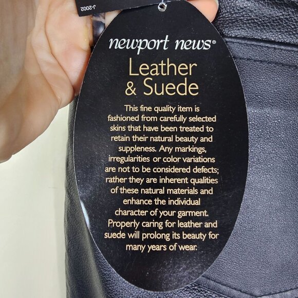 Vintage 90s Newport News Jeanology Black Leather Pants 14 Baddie Deadstock NWT - Picture 4 of 10